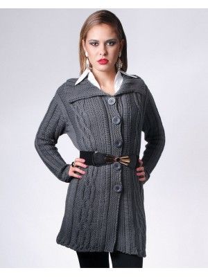 Sobretudo de lã aran 6 botões ref - CW 0028